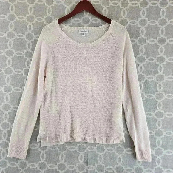 Calvin Klein Linen Blend Scoop Neck Long sleeve Sweater Knit Women's S/P - Picture 1 of 9